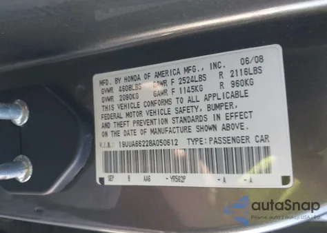 2008 Acura Tl 3.2 from USA, damaged, VIN 19UUA66228A050612
